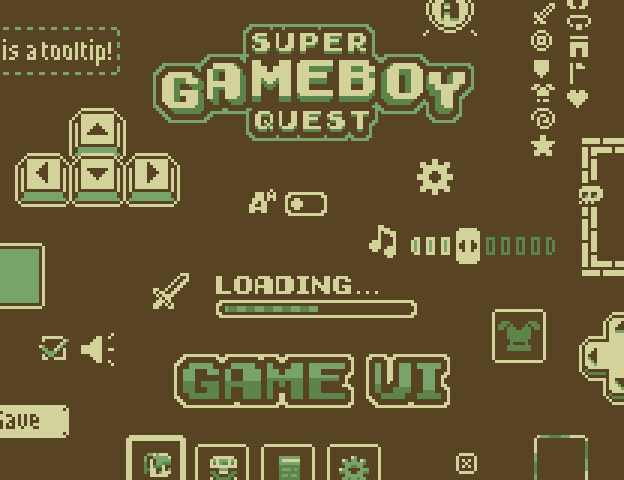 8bit RPG tileset - UI pack (Super Gameboy Quest by Toadzilla)